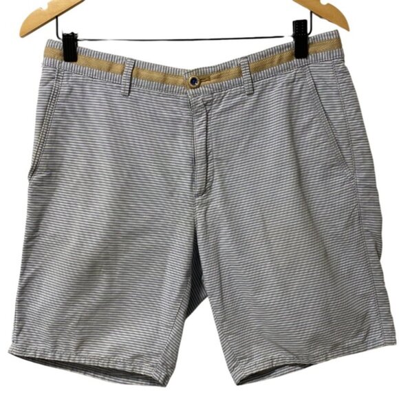 Massimo Dutti Bermuda Shorts Blue & White Stripe Size US 31 - 100% Cotton - Picture 1 of 10
